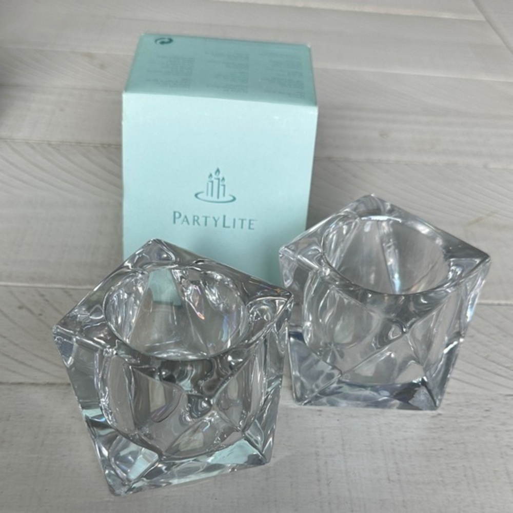 NWT PartyLite Crystal Candle Holders P8035 Discover Prism